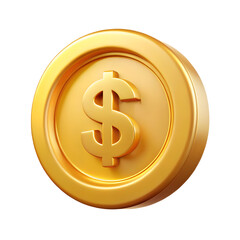 Gold Coin Dollar Sign Currency Finance Investment Wealth Isolated Transparent