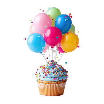 Festive cupcake with balloons