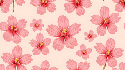 Pink Floral Pattern Repeating Background Design