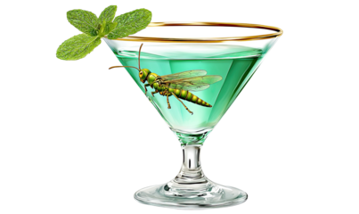 Mint cocktail with insect