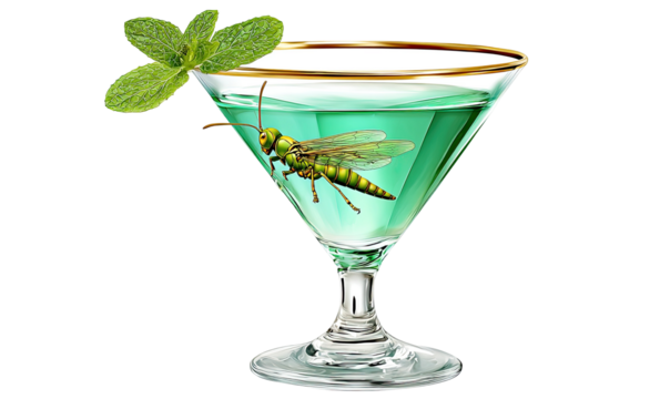 Mint cocktail with insect