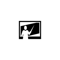 Fototapeta premium Silhouette of Teacher Writing on Chalkboard – Minimal Outline Education, Classroom, Teaching and Learning Vector Illustration
