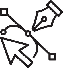 vector icon of Design tools pen tool and cursor on white background .