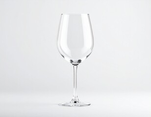 Title: Elegant Empty Wine Glass with Classic Contours on White Surface