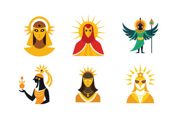 Ra Sun God Noble Falcon Face with Circular Sun