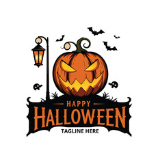 Happy Halloween Pumpkin Logo Design
