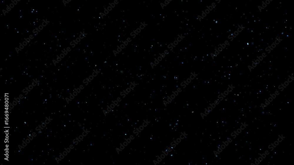 Poster slow motion falling blue blurred particle dots loop background.