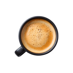 A black coffee cup filled with cappuccino foam
