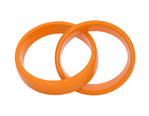  Front View of Two Interlocking Orange Rings, Iterative Feedback Loop Concept, Isolated PNG
