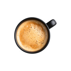 A black coffee cup filled with cappuccino foam
