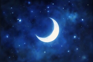 Fototapeta premium crescent moon in starry night sky.