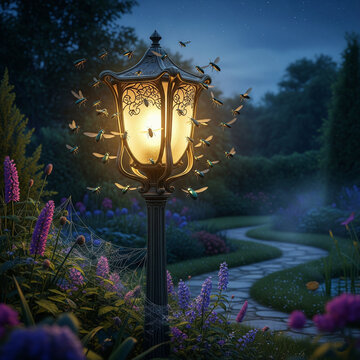 old lamp in the night