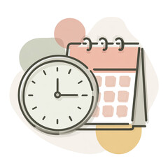 Simple icon of a clock and calendar