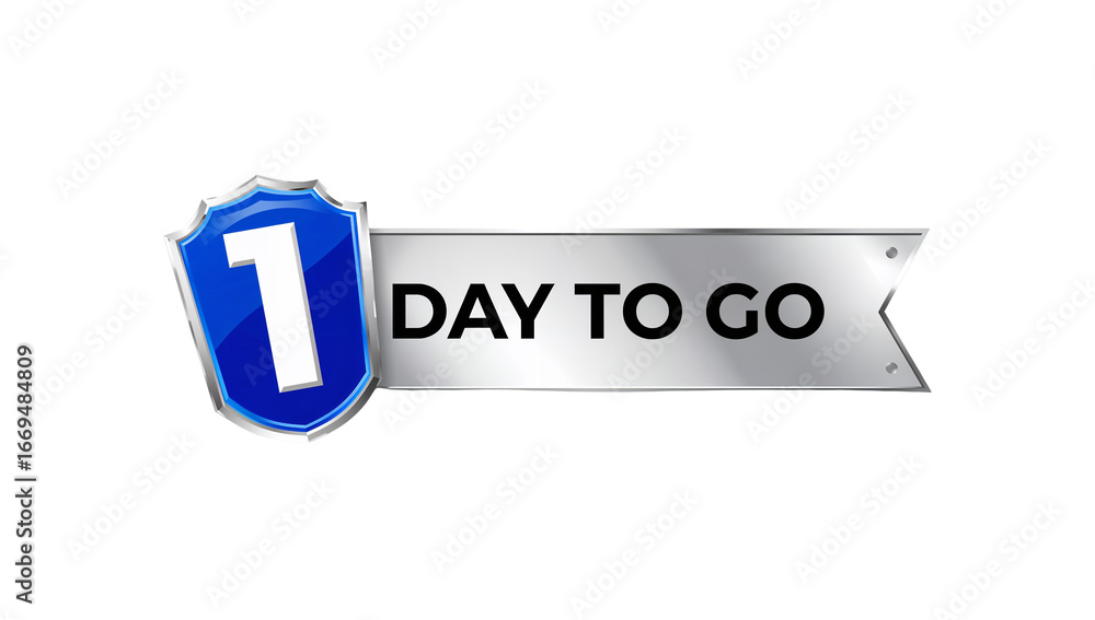 Poster Countdown visual element featuring a badge with '1' against a metallic ribbon indicator
