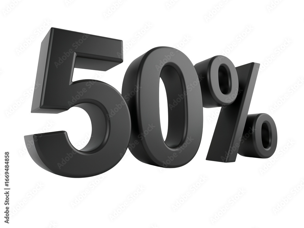 Poster dramatic fifty percent off rendered in 3d with a matte finish on an isolated setting