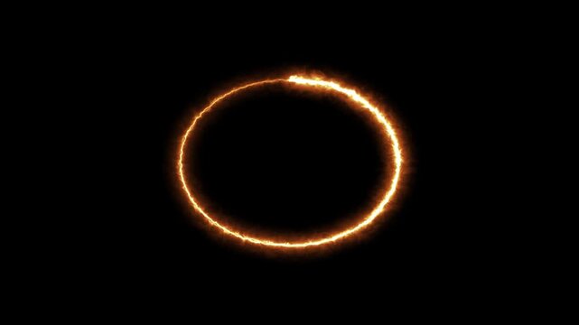 Neon Glowing Circle Line Drowing Animation Loop Video. 4k Circle Marker Isolated Background.