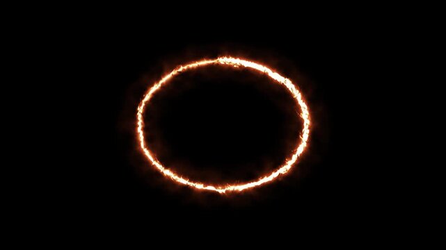 Neon Glowing Circle Line Drowing Animation Loop Video. 4k Circle Marker Isolated Background.