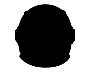 Silhouette of a full face astronaut helmet against a white background