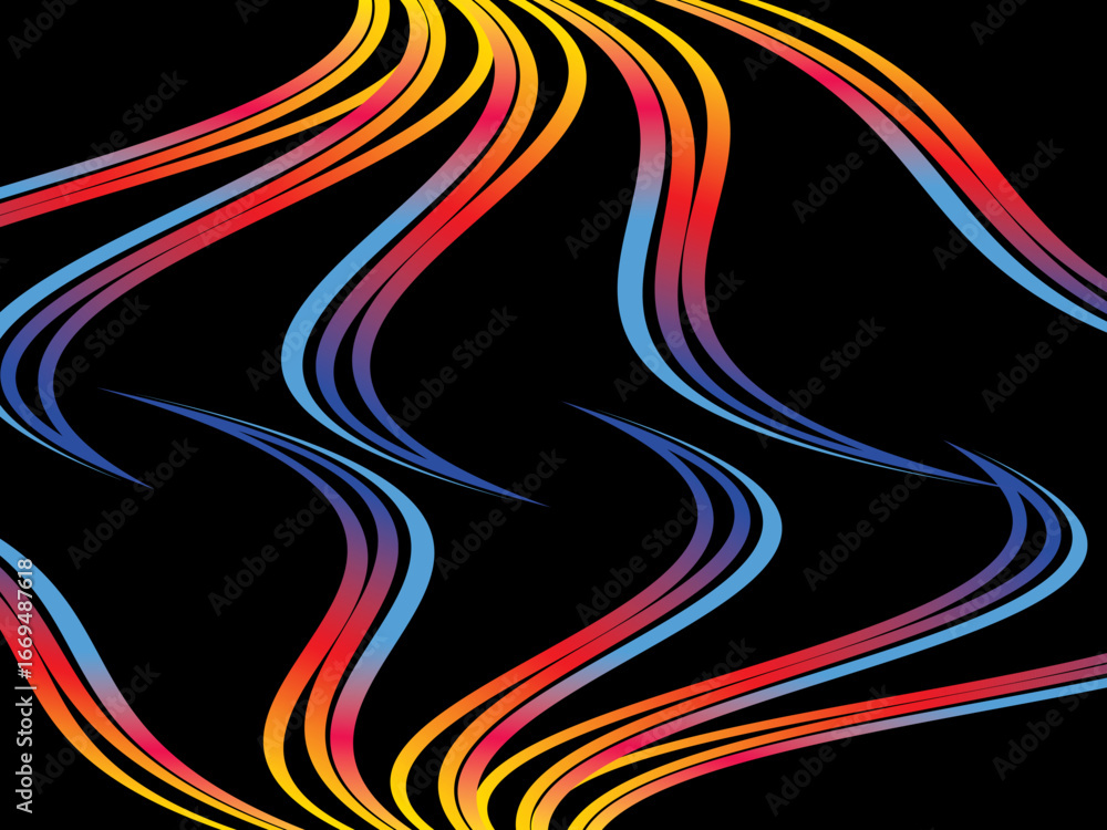 Aufkleber dark themed abstract vector background featuring a dynamic flowing abstract wave pattern consisting 