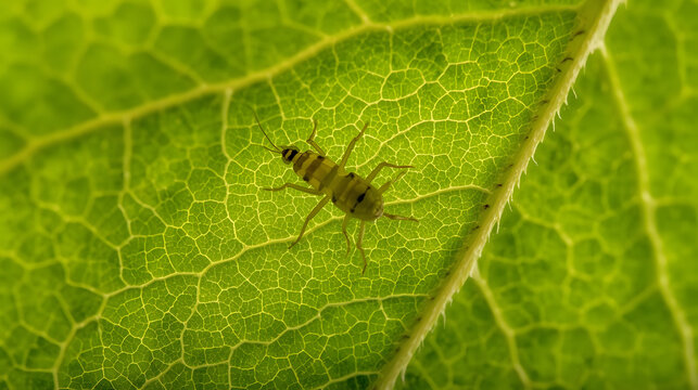 Asian citrus psyllid nymph under leaf macro detailed pest