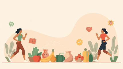 Fototapeta premium Medical and Wellness Infographic VectorFitness and Nutrition Concept Illustration