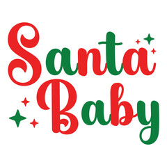 Naklejka premium Santa Baby - Retro christmas magic T-shirt, merry christmas clipart, wizard christmas shirt, funny santa claus illustration, xmas vintage shirt 