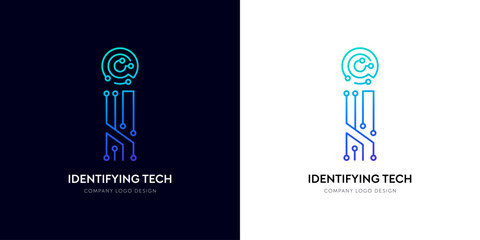 ็H letter network logo design for identify tech innovation company. Futuristic typographic alphabet logo, Data technology corporate brand circuit vector. Future gradient electric line cyber text.