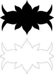 Abstract Floral or Swirl Decorative Element in Black and Outline