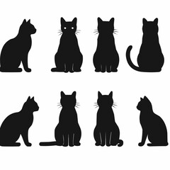 set of cats silhouettes