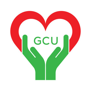 GCU Heart and Hands Company logo. GCU Company logo design for entrepreneur and business. GCU best icon.
