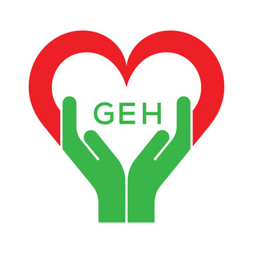 GEH Heart and Hands Company logo. GEH Company logo design for entrepreneur and business. GEH best icon.
