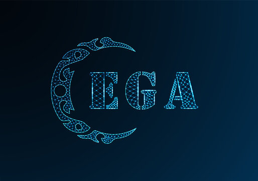 Low poly letter logo EGA design. EGA letter logo low poly vector design on blue color gradient background. EGA logo low poly design
