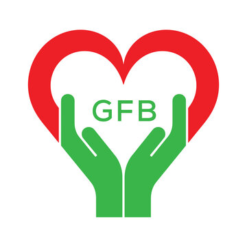 GFB Heart and Hands Company logo. GFB Company logo design for entrepreneur and business. GFB best icon.
