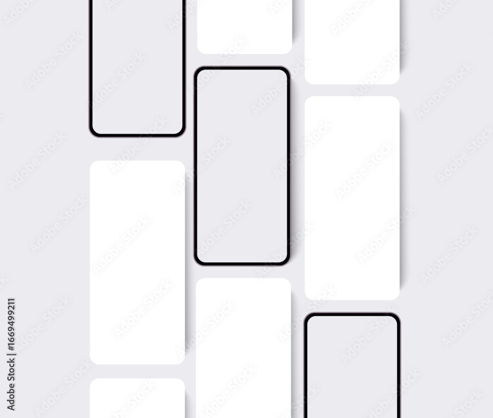 Poster smartphone mockup with app screens blank vector template for mobile app design concept user interfac