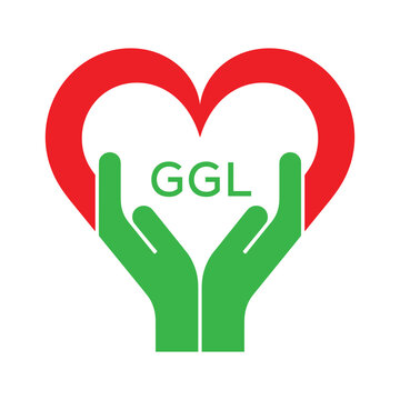 GGL Heart and Hands Company logo. GGL Company logo design for entrepreneur and business. GGL best icon.
