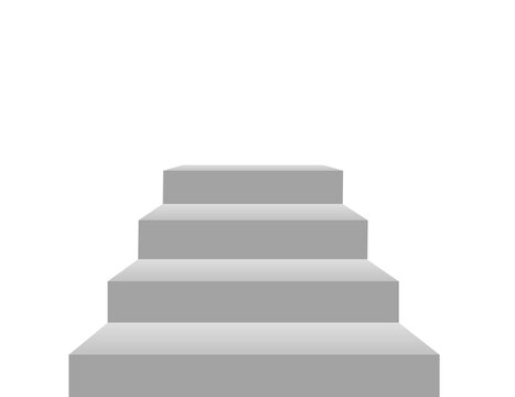 Front view of white stairs in minimal style. Blank mockup platform or podium template for product display, presentation, or architectural background
