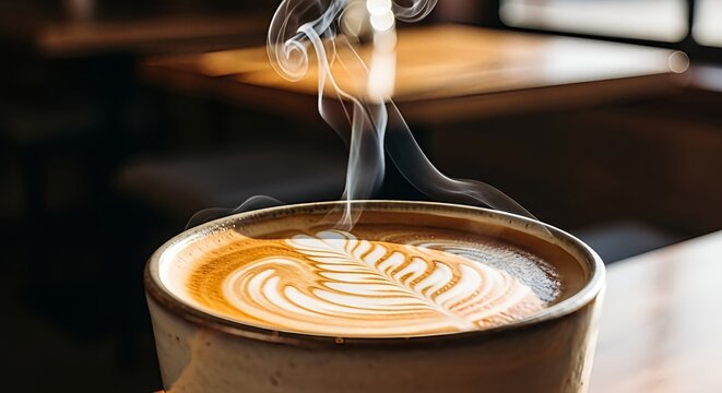 Artisan Coffee in Rustic Ceramic Cup