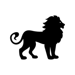 Dramatic full body silhouette of a majestic lion standing confidently