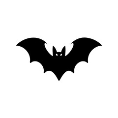Fototapeta premium Simple black silhouette of a bat with outstretched wings on white