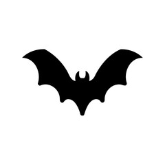 A single black bat silhouette on a white background for Halloween decor