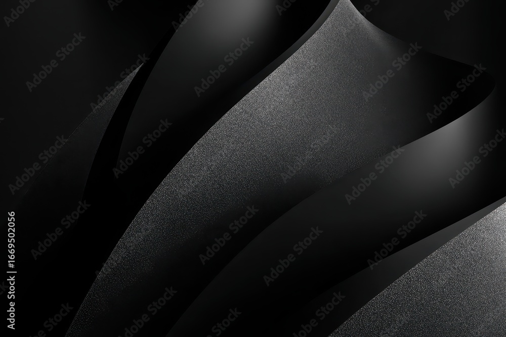 Poster dynamic abstract shapes creating a harmonious interplay of light and shadow against a black backgrou