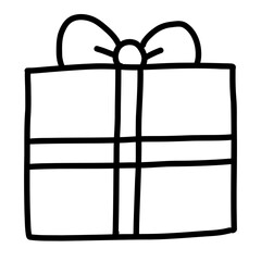 手描き線画のシンプルで可愛いプレゼントのイラスト