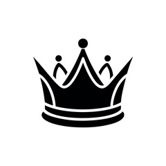 Illustration of a black regal crown symbolizing power, royalty, and authority Silhouette vector
