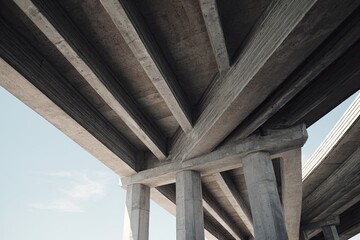 Concrete highway overpass support beams