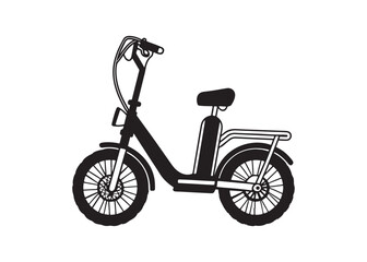 Fototapeta premium Electric Scooter Silhouette Vector Illustration Isolated on White Background.