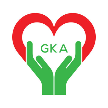 GKA Heart and Hands Company logo. GKA Company logo design for entrepreneur and business. GKA best icon.
