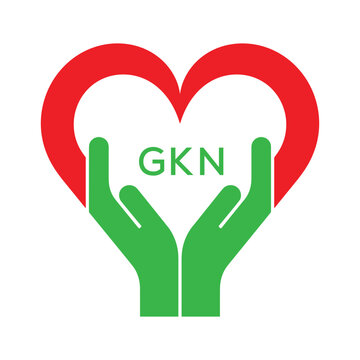 GKN Heart and Hands Company logo. GKN Company logo design for entrepreneur and business. GKN best icon.
