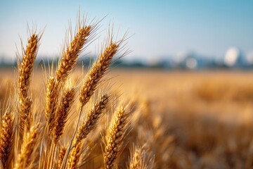 Fototapeta premium Golden wheat field at dawn (7)