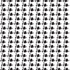 Fototapeta premium Elegant seamless pattern featuring abstract black flower silhouettes with curved stems and leaves on a white background. Perfect for textile design, wallpaper, gift wrap, packaging, and decorative pri