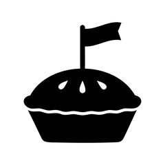 Delicious celebration pie with a flag on top in minimalist style
